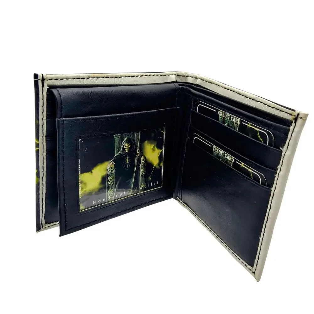 Handcrafted Men’s Full‑Size Wallet – Vegan Leather, Grim Reaper Throne & Scythe